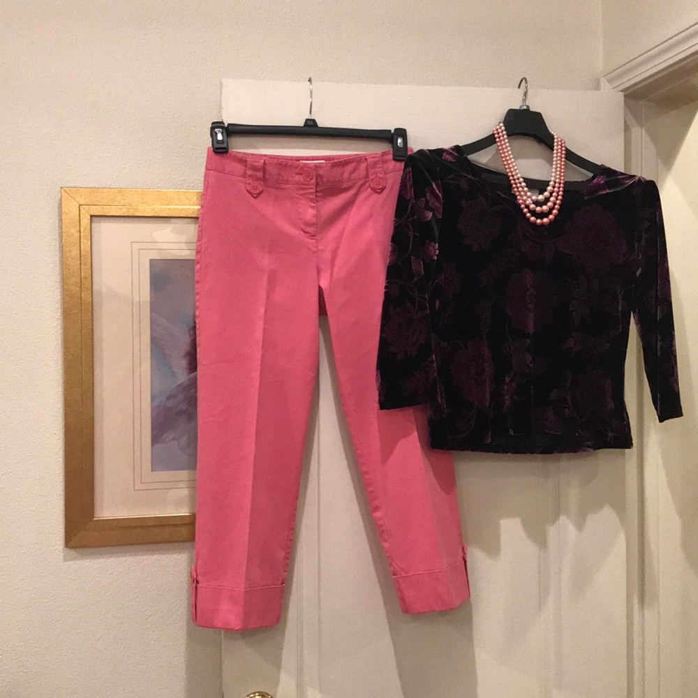 Ann Taylor Loft, Bubble Gum Pink Faded Crop Pants